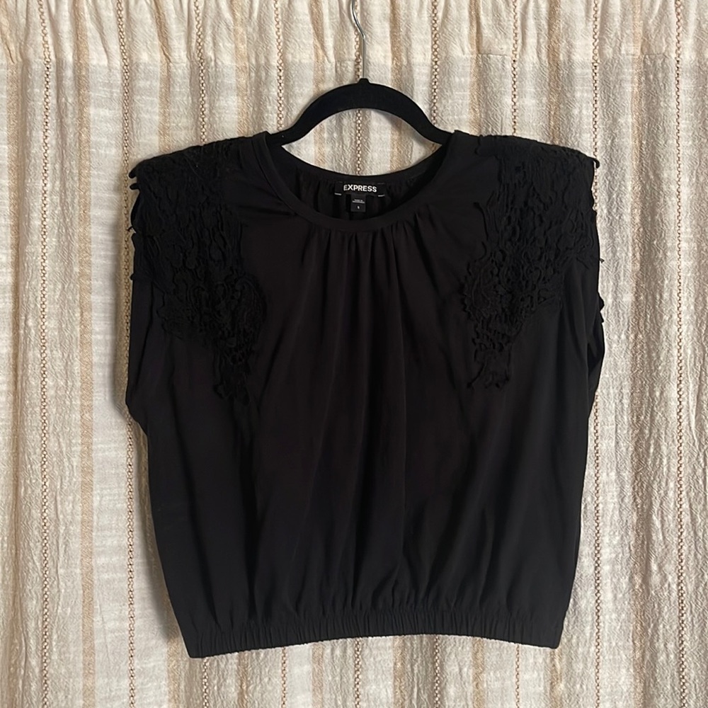 Express Black Lace Detail Box Tank